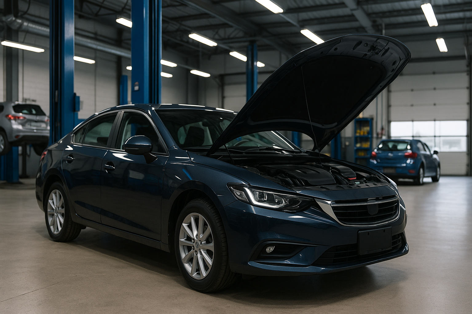 Mechanic garage with vehicle and lift – Perivale Motor Services